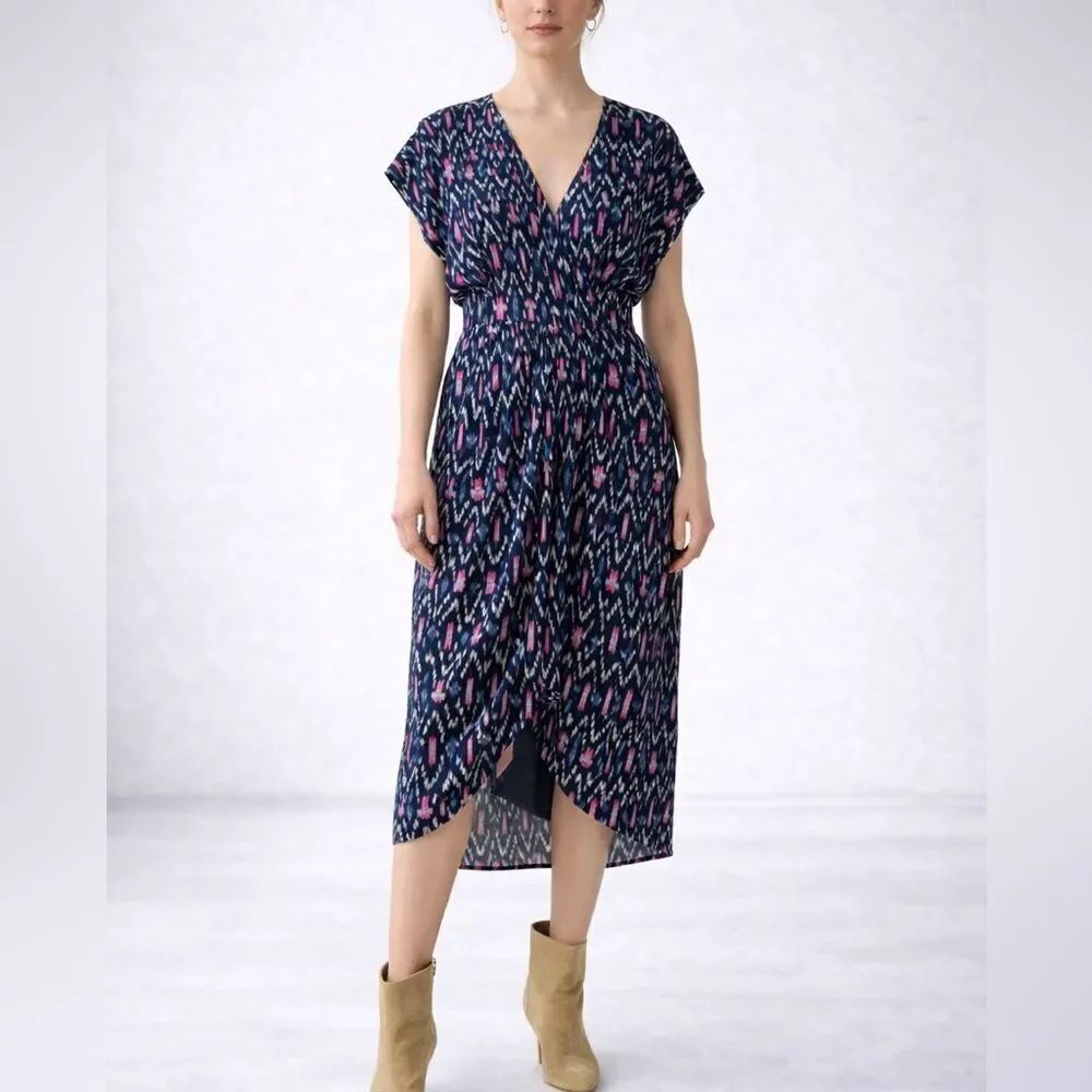 Isabel Marant Étoile Almeya Ikat Print V-Neck Midi Dress Size 6
